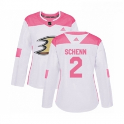 Womens Adidas Anaheim Ducks 2 Luke Schenn Authentic White Pink Fashion NHL Jersey 