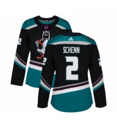 Womens Adidas Anaheim Ducks 2 Luke Schenn Premier Black Teal Alternate NHL Jersey 