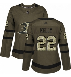 Womens Adidas Anaheim Ducks 22 Chris Kelly Authentic Green Salute to Service NHL Jerse