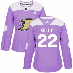 Womens Adidas Anaheim Ducks 22 Chris Kelly Authentic Purple Fights Cancer Practice NHL Jerse