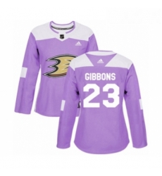 Womens Adidas Anaheim Ducks 23 Brian Gibbons Authentic Purple Fights Cancer Practice NHL Jersey 