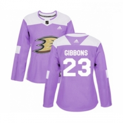 Womens Adidas Anaheim Ducks 23 Brian Gibbons Authentic Purple Fights Cancer Practice NHL Jersey 