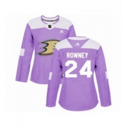 Womens Adidas Anaheim Ducks 24 Carter Rowney Authentic Purple Fights Cancer Practice NHL Jersey 