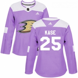Womens Adidas Anaheim Ducks 25 Ondrej Kase Authentic Purple Fights Cancer Practice NHL Jersey 
