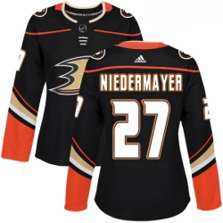 Womens Adidas Anaheim Ducks 27 Scott Niedermayer Authentic Black Home NHL Jersey 