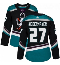 Womens Adidas Anaheim Ducks 27 Scott Niedermayer Authentic Black Teal Third NHL Jersey 