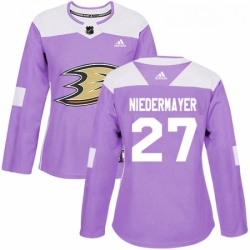 Womens Adidas Anaheim Ducks 27 Scott Niedermayer Authentic Purple Fights Cancer Practice NHL Jersey 