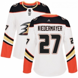 Womens Adidas Anaheim Ducks 27 Scott Niedermayer Authentic White Away NHL Jersey 