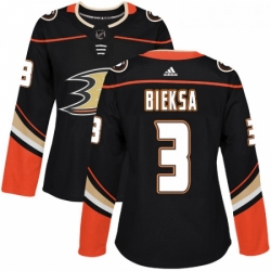 Womens Adidas Anaheim Ducks 3 Kevin Bieksa Authentic Black Home NHL Jersey 
