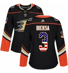 Womens Adidas Anaheim Ducks 3 Kevin Bieksa Authentic Black USA Flag Fashion NHL Jersey 