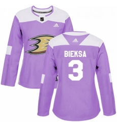 Womens Adidas Anaheim Ducks 3 Kevin Bieksa Authentic Purple Fights Cancer Practice NHL Jersey 