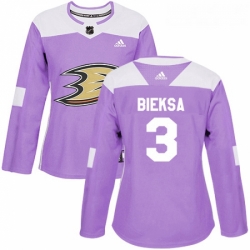 Womens Adidas Anaheim Ducks 3 Kevin Bieksa Authentic Purple Fights Cancer Practice NHL Jersey 
