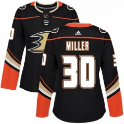 Womens Adidas Anaheim Ducks 30 Ryan Miller Authentic Black Home NHL Jersey 
