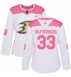 Womens Adidas Anaheim Ducks 33 Jakob Silfverberg Authentic WhitePink Fashion NHL Jersey 