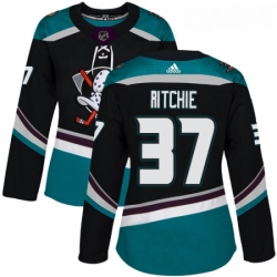 Womens Adidas Anaheim Ducks 37 Nick Ritchie Authentic Black Teal Third NHL Jersey 