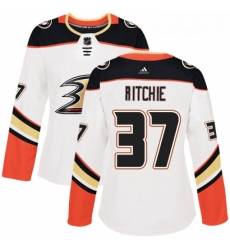 Womens Adidas Anaheim Ducks 37 Nick Ritchie Authentic White Away NHL Jersey 