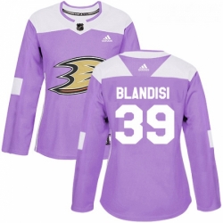 Womens Adidas Anaheim Ducks 39 Joseph Blandisi Authentic Purple Fights Cancer Practice NHL Jersey 