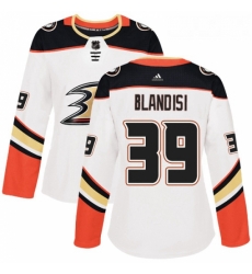 Womens Adidas Anaheim Ducks 39 Joseph Blandisi Authentic White Away NHL Jersey 