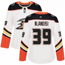 Womens Adidas Anaheim Ducks 39 Joseph Blandisi Authentic White Away NHL Jersey 