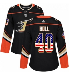 Womens Adidas Anaheim Ducks 40 Jared Boll Authentic Black USA Flag Fashion NHL Jersey 
