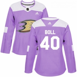 Womens Adidas Anaheim Ducks 40 Jared Boll Authentic Purple Fights Cancer Practice NHL Jersey 