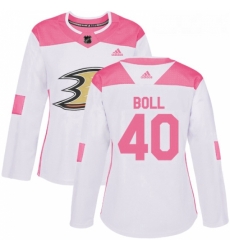 Womens Adidas Anaheim Ducks 40 Jared Boll Authentic WhitePink Fashion NHL Jersey 