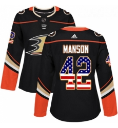 Womens Adidas Anaheim Ducks 42 Josh Manson Authentic Black USA Flag Fashion NHL Jersey 