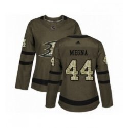 Womens Adidas Anaheim Ducks 44 Jaycob Megna Authentic Green Salute to Service NHL Jersey 