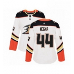 Womens Adidas Anaheim Ducks 44 Jaycob Megna Authentic White Away NHL Jersey 