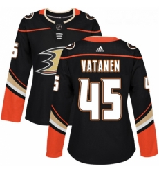 Womens Adidas Anaheim Ducks 45 Sami Vatanen Premier Black Home NHL Jersey 