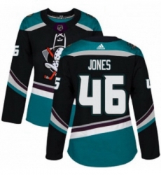 Womens Adidas Anaheim Ducks 46 Max Jones Authentic Black Teal Third NHL Jersey 