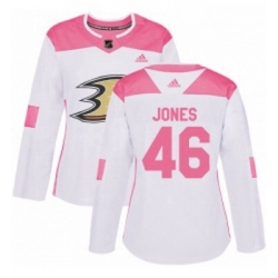 Womens Adidas Anaheim Ducks 46 Max Jones Authentic WhitePink Fashion NHL Jersey 