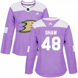 Womens Adidas Anaheim Ducks 48 Logan Shaw Authentic Purple Fights Cancer Practice NHL Jersey 