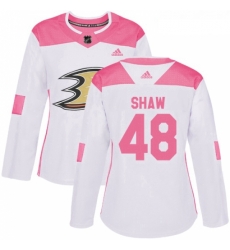 Womens Adidas Anaheim Ducks 48 Logan Shaw Authentic WhitePink Fashion NHL Jersey 