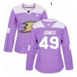 Womens Adidas Anaheim Ducks 49 Max Jones Authentic Purple Fights Cancer Practice NHL Jersey 