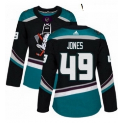 Womens Adidas Anaheim Ducks 49 Max Jones Premier Black Teal Alternate NHL Jersey 