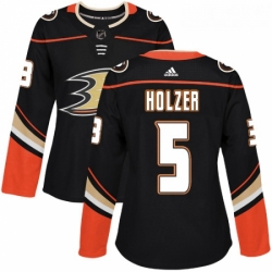 Womens Adidas Anaheim Ducks 5 Korbinian Holzer Authentic Black Home NHL Jersey 