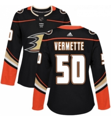 Womens Adidas Anaheim Ducks 50 Antoine Vermette Authentic Black Home NHL Jersey 