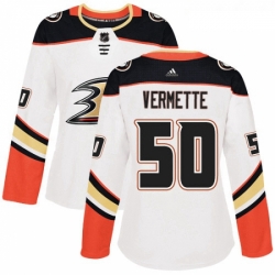 Womens Adidas Anaheim Ducks 50 Antoine Vermette Authentic White Away NHL Jersey 