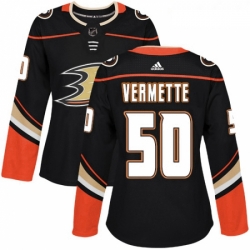 Womens Adidas Anaheim Ducks 50 Antoine Vermette Premier Black Home NHL Jersey 