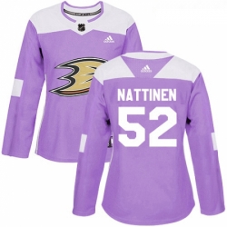 Womens Adidas Anaheim Ducks 52 Julius Nattinen Authentic Purple Fights Cancer Practice NHL Jersey 