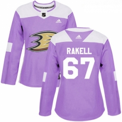 Womens Adidas Anaheim Ducks 67 Rickard Rakell Authentic Purple Fights Cancer Practice NHL Jersey 