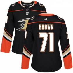 Womens Adidas Anaheim Ducks 71 JT Brown Authentic Black Home NHL Jersey 