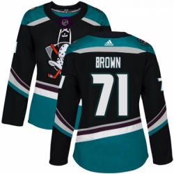 Womens Adidas Anaheim Ducks 71 JT Brown Authentic Black Teal Third NHL Jersey 