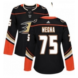 Womens Adidas Anaheim Ducks 75 Jaycob Megna Authentic Black Home NHL Jersey 