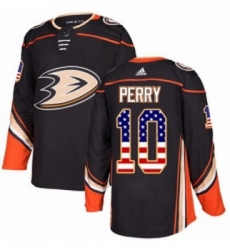 Youth Adidas Anaheim Ducks 10 Corey Perry Authentic Black USA Flag Fashion NHL Jersey 