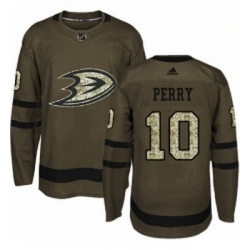 Youth Adidas Anaheim Ducks 10 Corey Perry Authentic Green Salute to Service NHL Jersey 