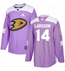 Youth Adidas Anaheim Ducks 14 Jacob Larsson Authentic Purple Fights Cancer Practice NHL Jersey 