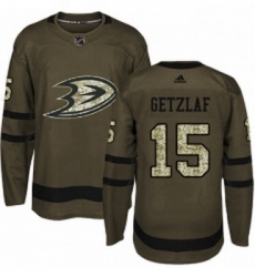 Youth Adidas Anaheim Ducks 15 Ryan Getzlaf Authentic Green Salute to Service NHL Jersey 