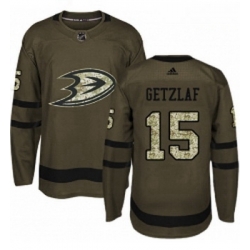Youth Adidas Anaheim Ducks 15 Ryan Getzlaf Authentic Green Salute to Service NHL Jersey 